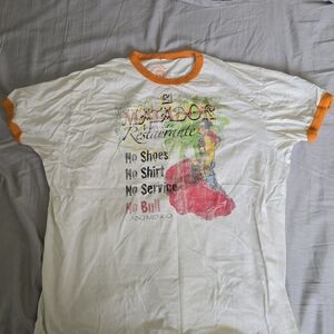 Seven7Jeans Vintage El Matador Ringer Tee in White & Orange - M